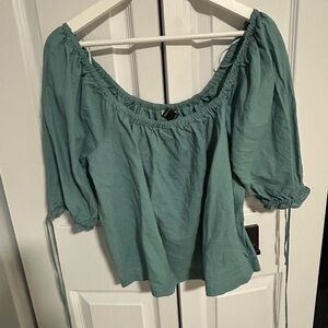 RW&CO. Aqua Peasant Blouse